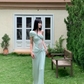 Sexy Seaside Holiday One Shoulder Pleated Lace Niche French Maxi Dress Women Dress Summer Dating Dress   D1847