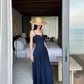 Beach Vacation Spaghetti Straps Backless Lace-up Pleated Long Dress High - Slit Skirt Dress Women Summer Dress   D1848