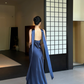 French Chic Halter Pleated Ankle Length Skirt Evening Dress Birthday Party Dress Cocktail Dress   D1849