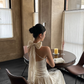 Elegant Halter Backless Pleated Ankle Length Women Birthday Party Dress Date Dress   D1854
