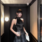 Elegant Halter Backless Pleated Ankle Length Women Birthday Party Dress Date Dress   D1854