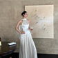 Elegant Halter Backless Pleated Ankle Length Women Birthday Party Dress Date Dress   D1854