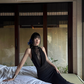 Black Lace High Collar Sheath Mermaid Women Date Dress Summer Long Dress   D1855