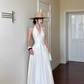 Elegant A Line Halter Lace-up with Bowknot Fold Tiered Long Skirt Women Summer Dress  D1857
