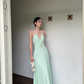 French A Line Spaghetti Straps V Neck Backless Pleated Seaside Vacation Dress Women Summer Long Dress D1859