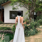 French A-line V-neck Halter Backless Striped Long dress Beach Dress Women Summer Dress with Bow knot D1860