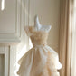 Pretty Asymmetrical Neckline Pleated Flower Pearl Ruffle Sweet 16 Skirt Short Prom Dress Homecoming Dress D1871