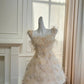 Pretty A Line Square Neckline Feather Beaded Sequins Flower Sweet 16 Skirt Party Dress Homecoming Dress D1872