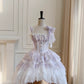 Gorgeous Straps Bowknot Lace Ruffle Print Pleated Tiered Quinceanera Dress Homecoming Dress Ball Gown D1877