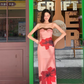 Seaside Spaghetti Straps Print Lace Pleated Ankle Long Skirt Women Summer Dress Beach Mesh Dress    D1885