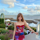 Pretty Spaghetti Straps Holiday Oil Painting Island Dress Long Skirt Women Summer Dress   D1892