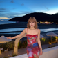 Pretty Spaghetti Straps Holiday Oil Painting Island Dress Long Skirt Women Summer Dress   D1892