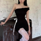 Sexy One Shoulder Pleated Lace Up Short Summer Dress Women Dress D1894