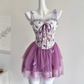 Cute Spaghetti Straps Lace Pleated Tulle Butterfly Summer Dress Women Dress   D1900