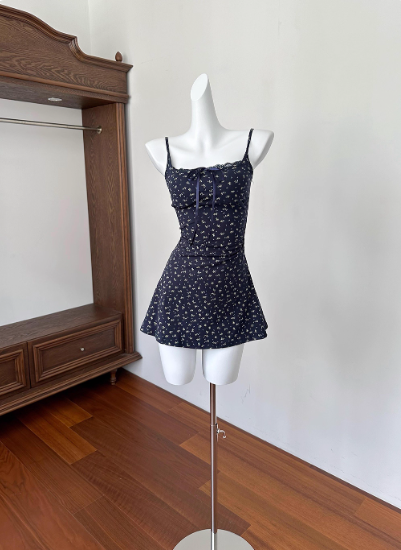 Cute A Line Stpaghetti Straps Lace Floral Summer Seaside Dress Women Date Dress  D1903