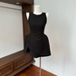 Minimalist Jewel Neck Black Short Asymmetrical Summer Dress Women Date Dress  D1908