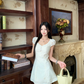 Cute A Line V-neck Floral Short Summer Skirt Women Date Dress  D1911