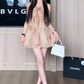Pretty Asymmetrical Neck Pleated Ruffle Tulle Short Women Dress Seaside Vacation Dress  D1912