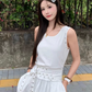 Fashion Crew Neck Pleated Long Women Dress Summer Date Dress with Studded Belt  D1913