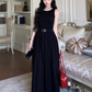 Elegant A Line Crew Neck Long Skirt Summer Seaside Dress Women Date Dress with Belt  D1915