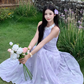 Elegant Halter Lace Flower Long Women Dress Dating Dress Summer Seaside Dress  D1919