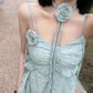 Beach Spaghetti Straps Pleated Ruffle Long Women Dress Vacation Seaside Dress  D1923