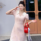 Cute A Line V-neck Bowknot Pleated Casual Dress Short Women Skirt Summer Date Dress  D1924