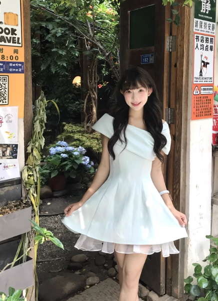 Beauty A Line Astmmetrical Neck Pleated RuffleTulle Skirt Women Summer Date Dress  D1927