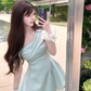 Beauty A Line Astmmetrical Neck Pleated RuffleTulle Skirt Women Summer Date Dress  D1927