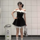Cute A Line Off the Shoulder Pleated Tulle Sweet Date Skirt Women Summer Dress D1928