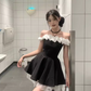 Cute A Line Off the Shoulder Pleated Tulle Sweet Date Skirt Women Summer Dress D1928