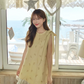 Sweet Crew Neck Bowknot Ruffle Pleated Short Skirt Summer Date Dress Women Dress  D1930