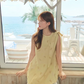Sweet Crew Neck Bowknot Ruffle Pleated Short Skirt Summer Date Dress Women Dress  D1930
