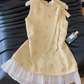 Sweet Crew Neck Bowknot Ruffle Pleated Short Skirt Summer Date Dress Women Dress  D1930