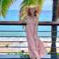 Seaside V -neck Spaghetti Straps Flower Pleated Long Vacation Dress Summer Women Dress  D1931