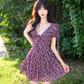 Pretty A Line V-neck Lace-up Floral Short Skirt Princess Women Summer Dress  D1934