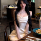 Sexy A Line Beading Tulle Pleated Short Skirt Women Summer Date Dress D1948