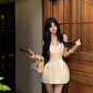 Sexy A Line Beading Tulle Pleated Short Skirt Women Summer Date Dress D1948