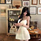 Sexy A Line Beading Tulle Pleated Short Skirt Women Summer Date Dress D1948