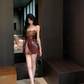 Sexy A Line Spaghetti Straps Lace Short Party Skirt Women Summer Vacation Date Dress D1950