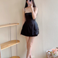 Sexy A Line Black Spaghetti Straps Short Party Skirt Women Summer Vacation Seaside Date Dress D1951