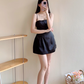 Sexy A Line Black Spaghetti Straps Short Party Skirt Women Summer Vacation Seaside Date Dress D1951