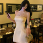 Elegant A Line Crew Neck Beading Tulle Short Party Skirt Women Summer Vacation Seaside Date Dress D1952