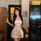 Gorgeous A Line Spaghetti Straps Printing Short Party Skirt Women Summer Vacation Seaside Date Dress D1953