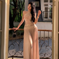 Elegant Halter Lace Pleated Long Skirt Women Summer Vacation Seaside Date Dress D1954