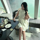 Shiny Pearl Rhinestone Bowknot Pleated Short Party Dress Women Summer Sweet Princess Dress D1957