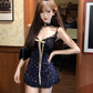 Sexy Spaghetti Straps Lace Floral Short Skirt Women Summer Party Dress D1970