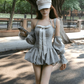 Sweet Halter Strip Bowknot Short Summer Skirt Women Date Dress D1972
