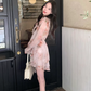 Vacation A Line Pleated Ruffle Floral Dress Short Summer Party Skirt Women Date Dress D1977