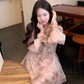 Vacation A Line Pleated Ruffle Floral Dress Short Summer Party Skirt Women Date Dress D1977
